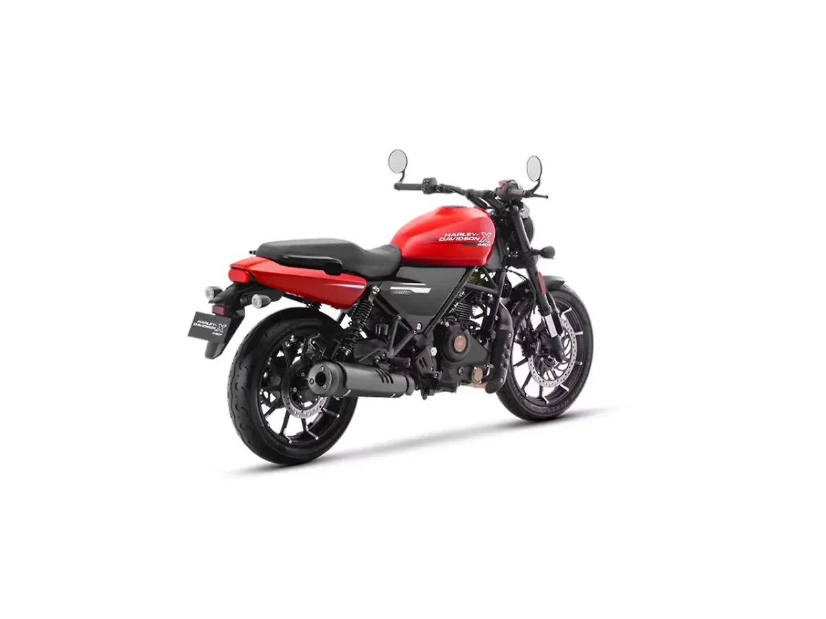 Harley-Davidson X440 in red color shown from right rear three-quarter view