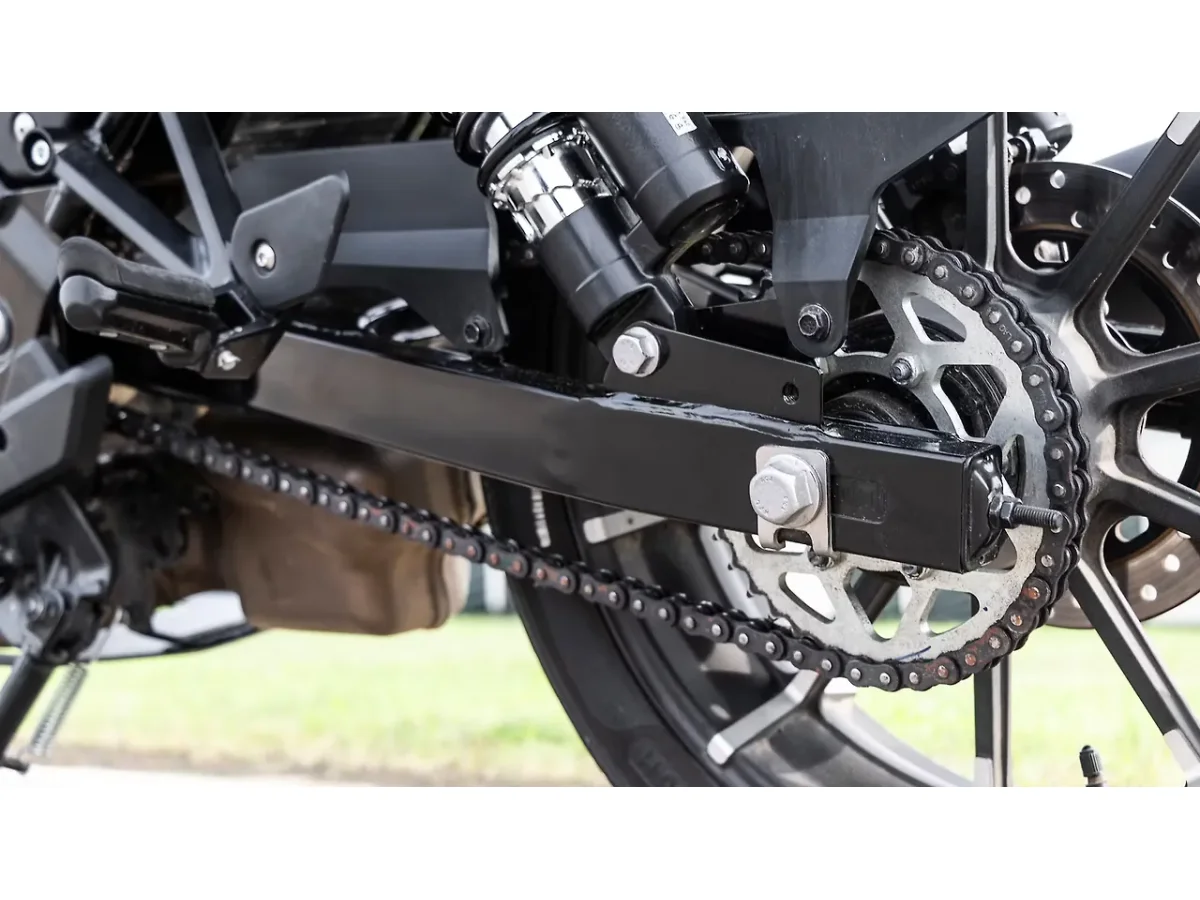 Harley-Davidson X440 drive chain and rear sprocket assembly detail