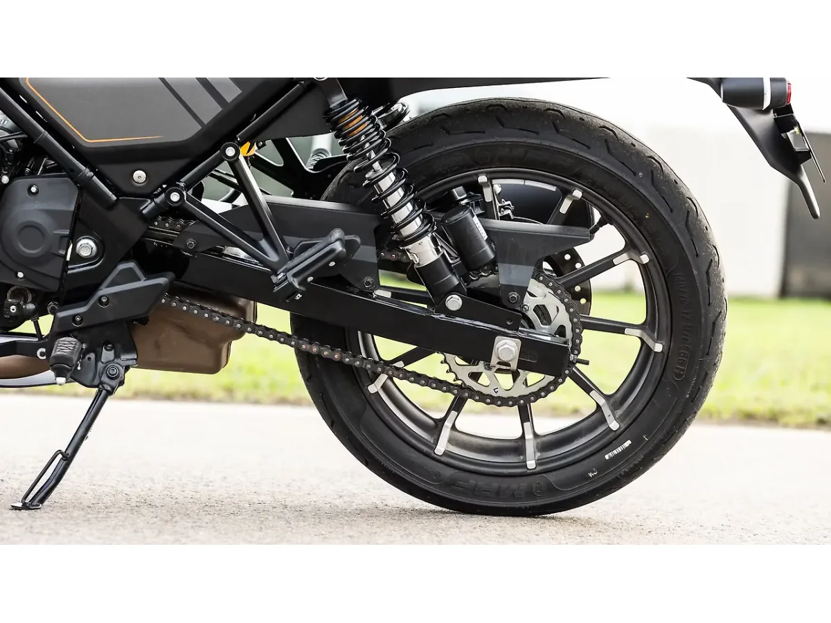 Harley-Davidson X440 rear alloy wheel and suspension detail