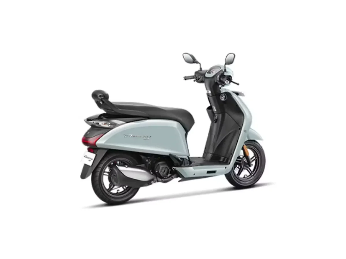 Hero Destini 110 Aqua Grey scooter right rear three-quarter view
