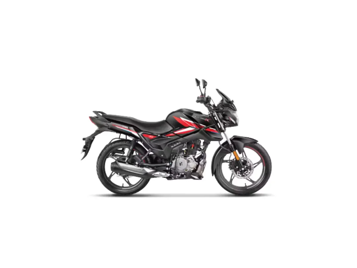 Hero Glamour X 125 Black Pearl Red motorcycle side profile on white background