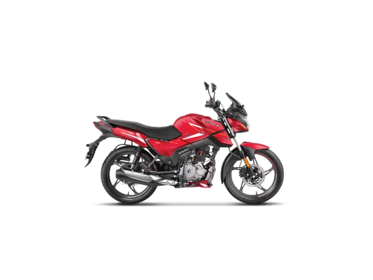 Hero Glamour X 125 Candy Blazing Red motorcycle side profile on white background