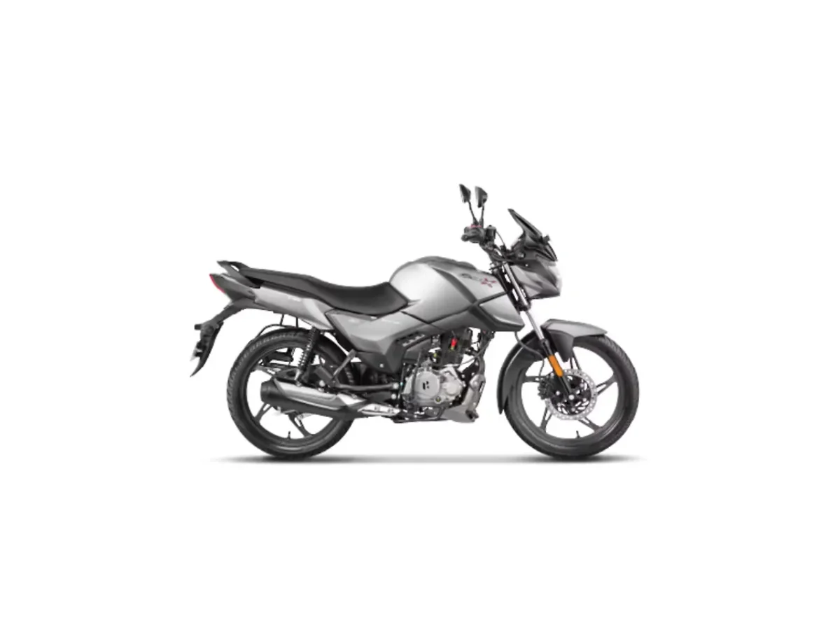Hero Glamour X 125 Matt Metallic Silver motorcycle side profile on white background
