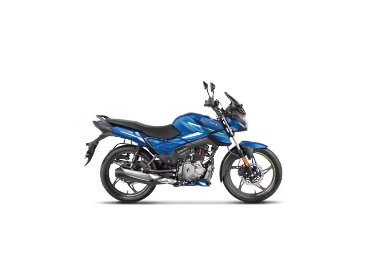 Hero Glamour X 125 Metallic Nexus Blue motorcycle side profile on white background