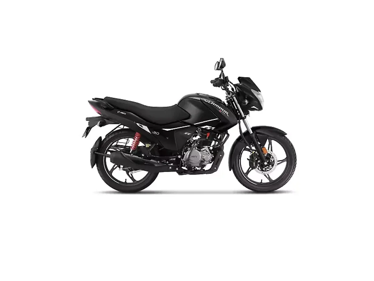 Hero Glamour XTEC Black motorcycle side profile on white background