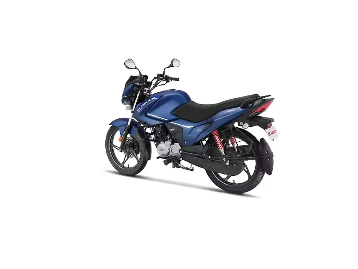 Hero Glamour XTEC motorcycle left rear three-quarter view