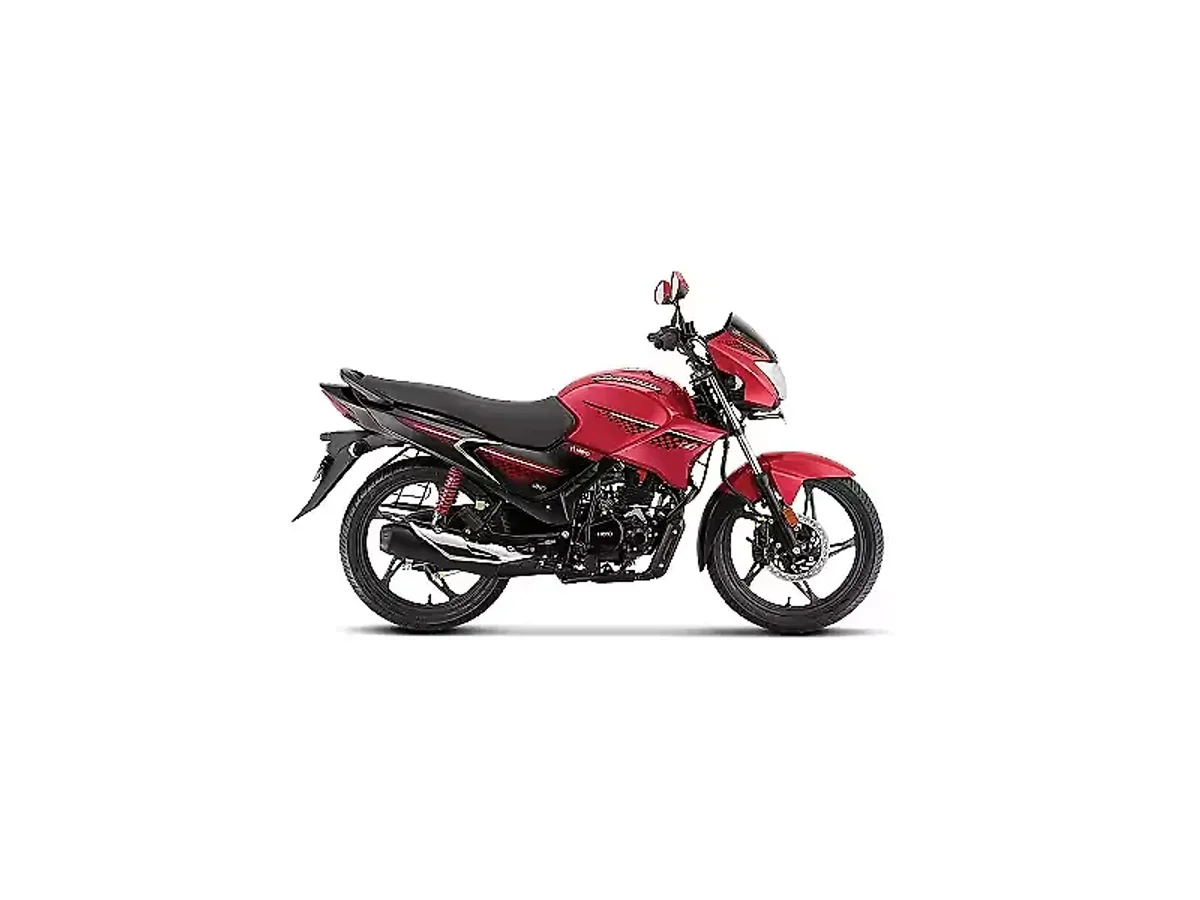 Hero Glamour Candy Blazing Red motorcycle side profile on white background