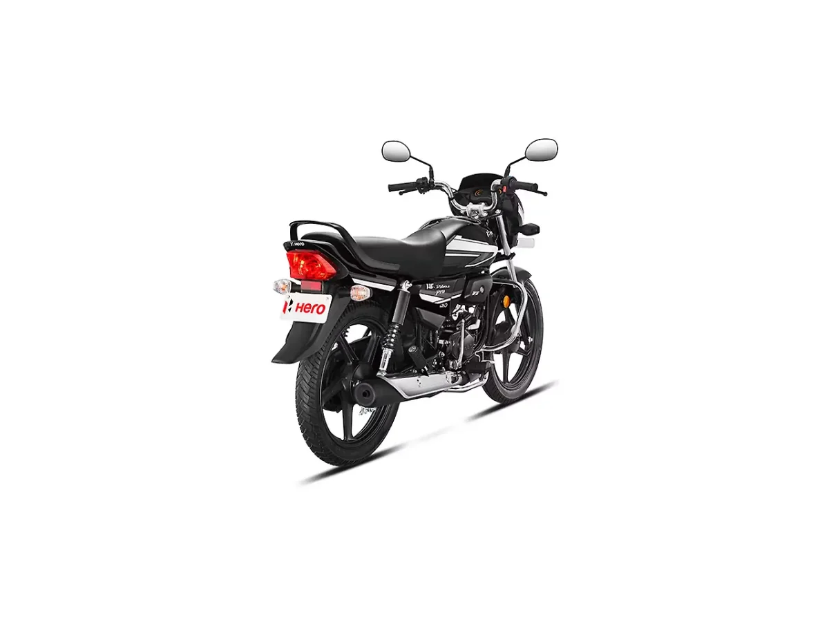 Hero HF Deluxe motorcycle right rear three-quarter view