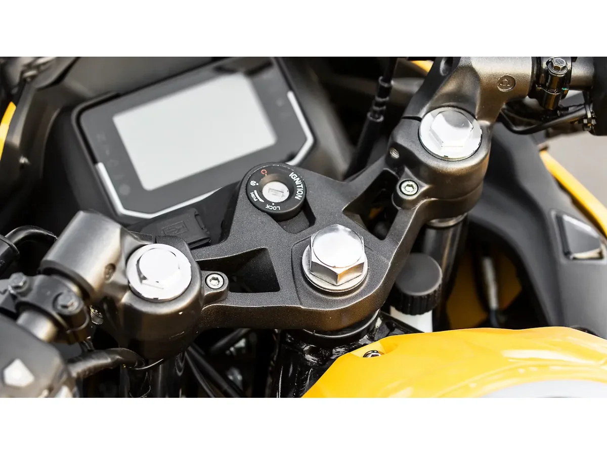 Hero Karizma XMR front suspension preload adjuster close-up