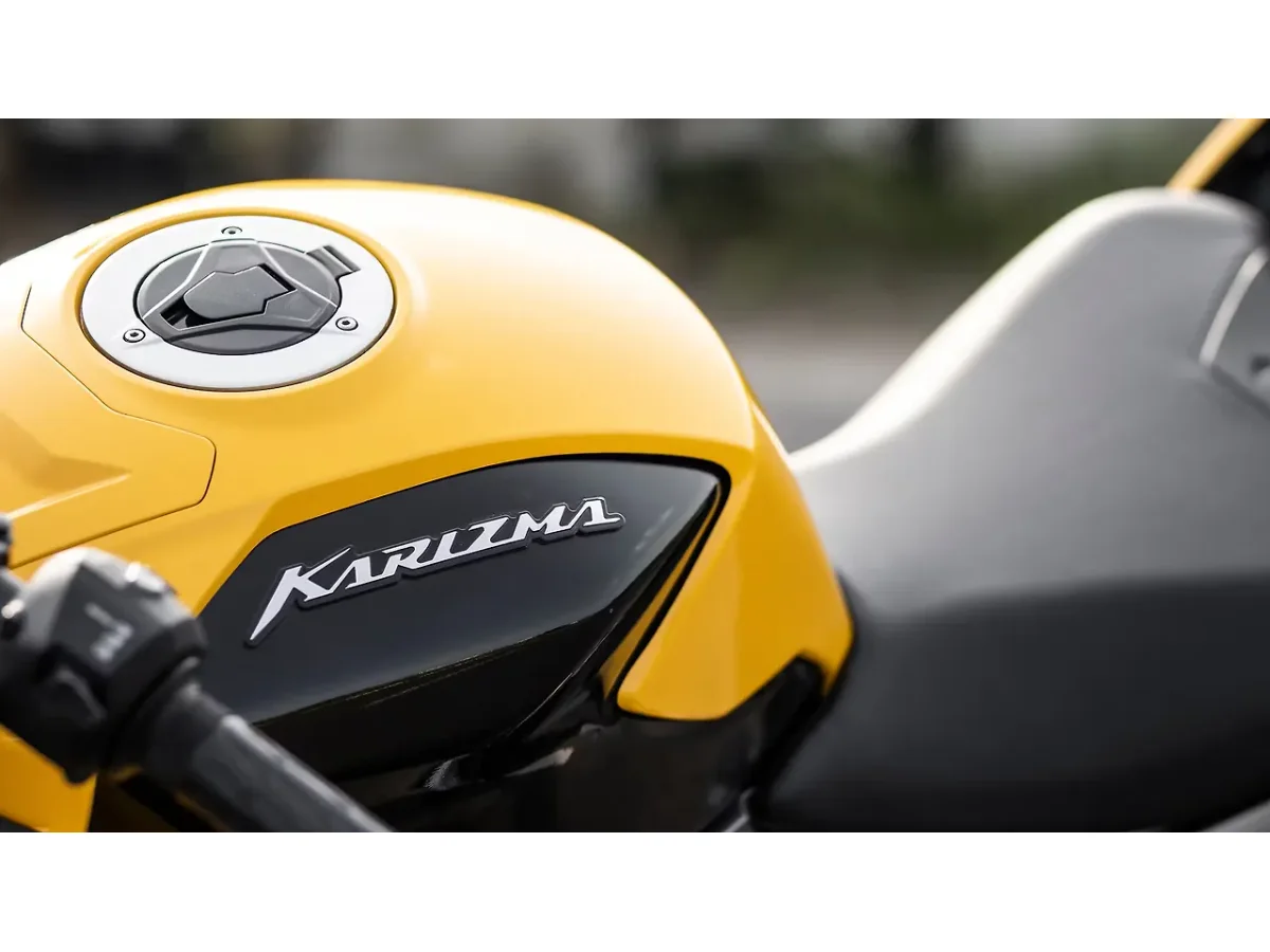 Hero Karizma XMR fuel tank branding and graphics decal close-up