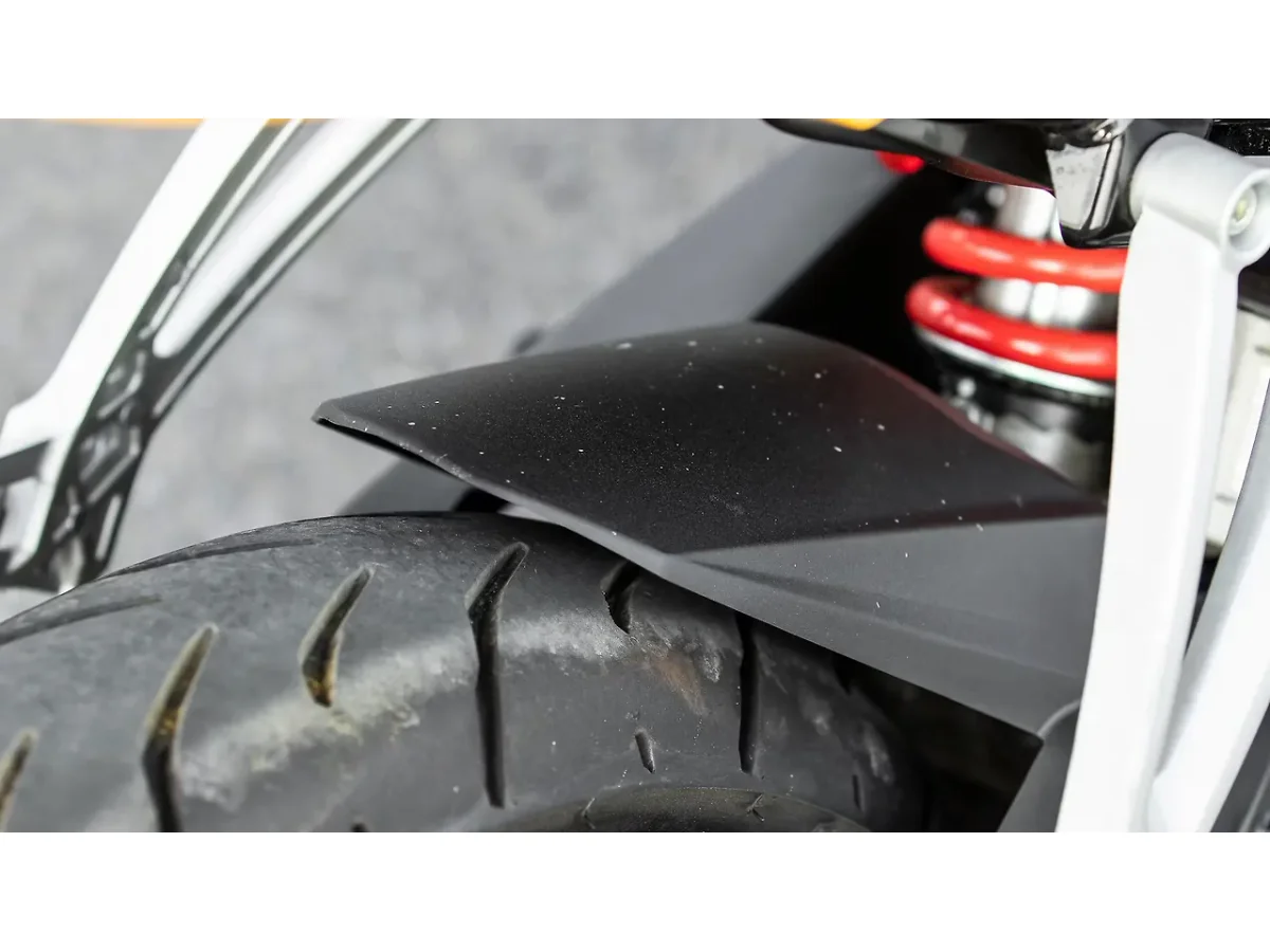 Hero Karizma XMR rear tyre hugger close-up