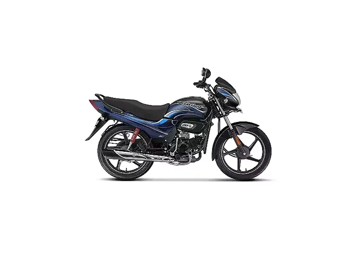 Hero Passion Plus Black Nexus Blue colour side profile