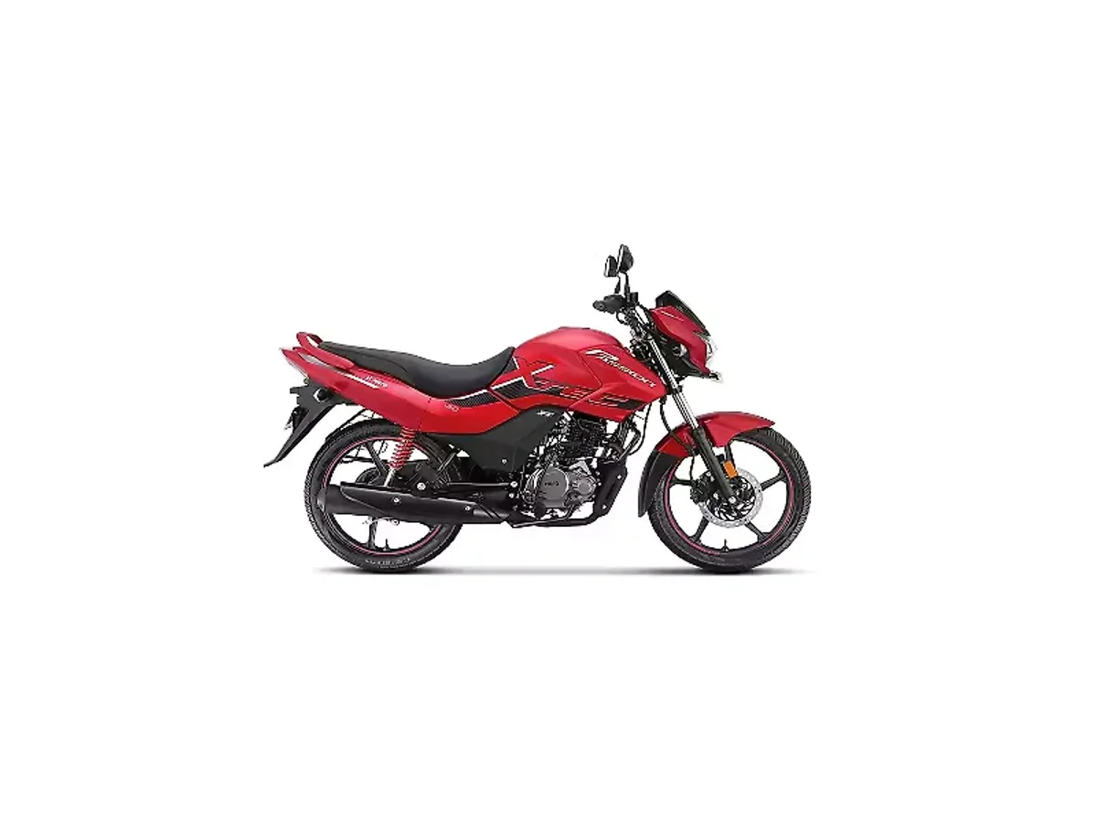 Hero Passion XTEC Candy Blazing Red colour side profile