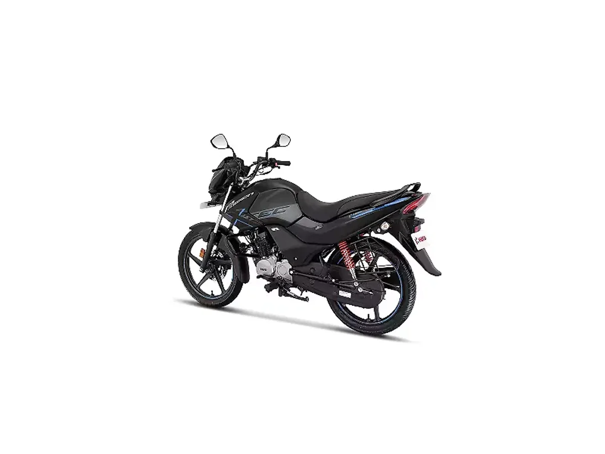 Hero Passion XTEC left rear three-quarter view in black and blue