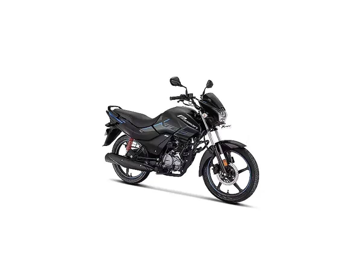 Hero Passion XTEC right front three-quarter view in black and blue