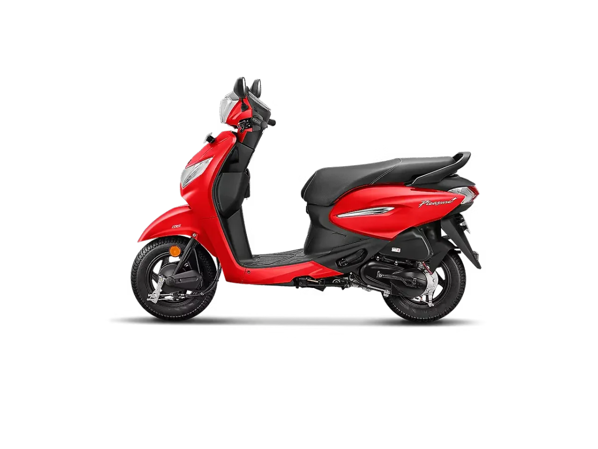 Left side profile of the Hero Pleasure Plus scooter