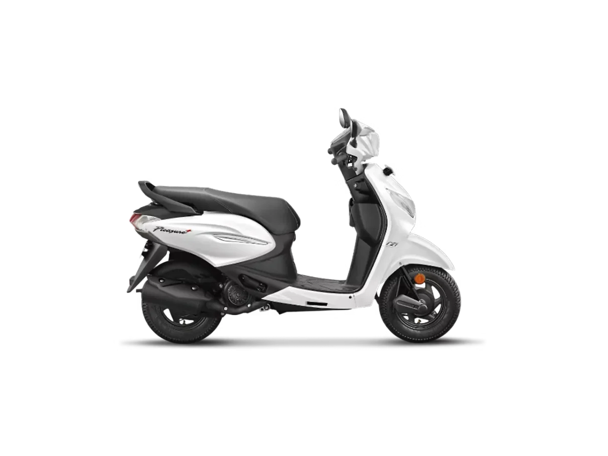 Hero Pleasure Plus Pearl Silver White colour side profile