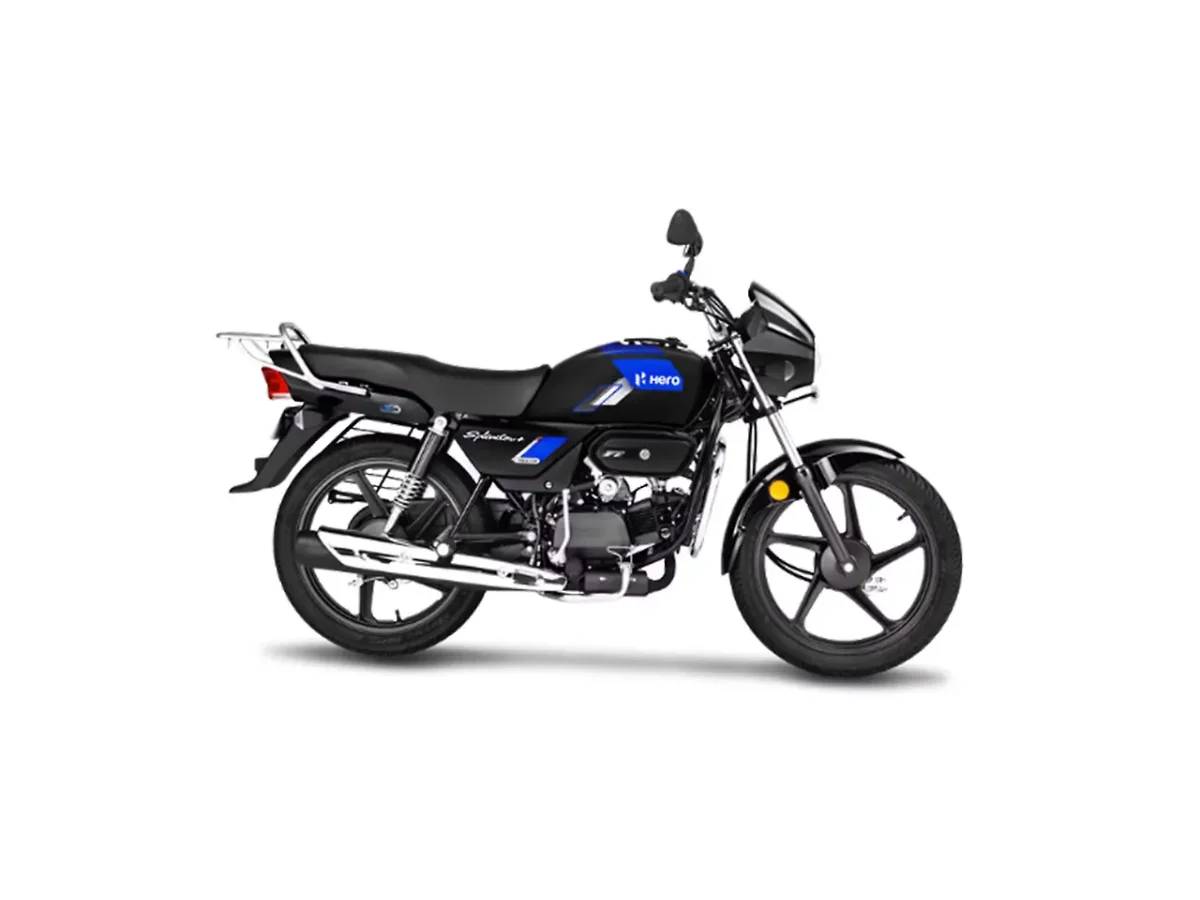 Hero Splendor Plus XTEC Black Sparking Blue colour side profile