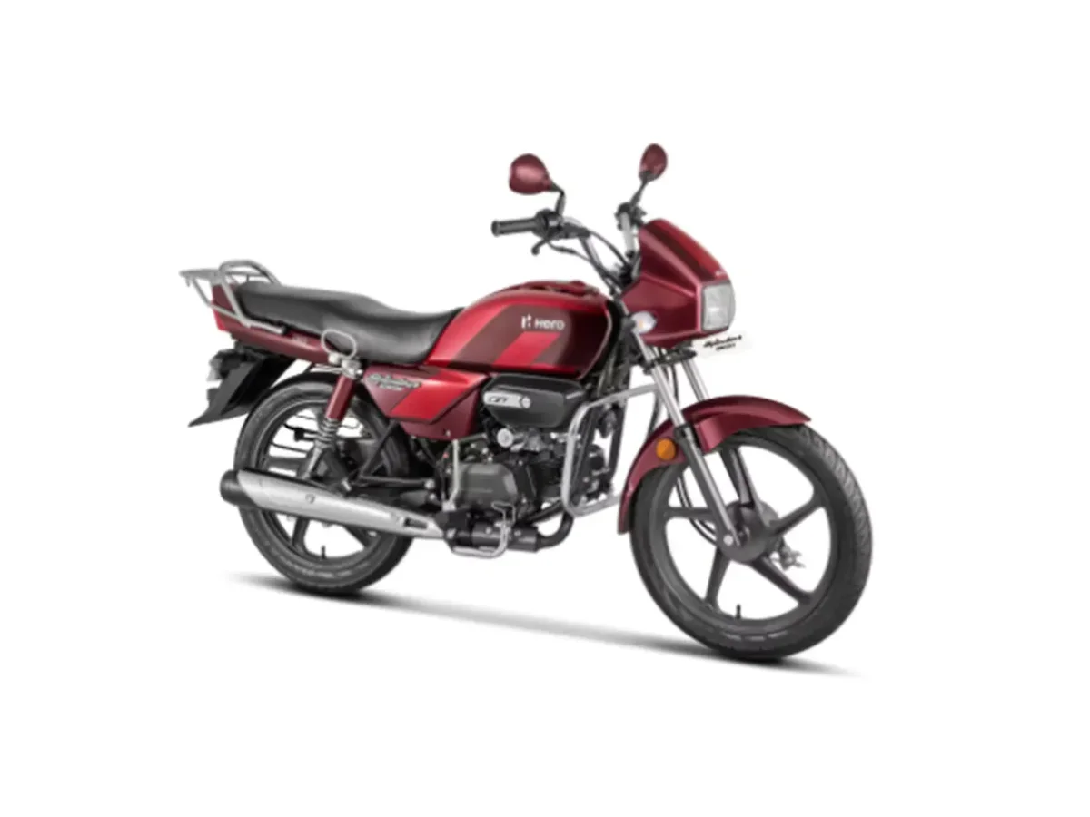 Hero Splendor Plus XTEC right front three-quarter view in red and black