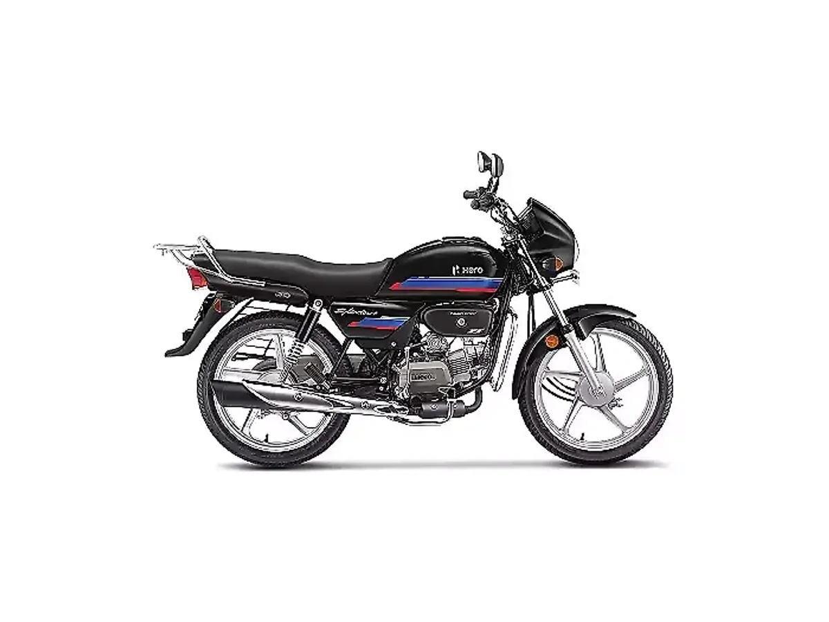 Hero Splendor Plus Black Red Purple colour side profile