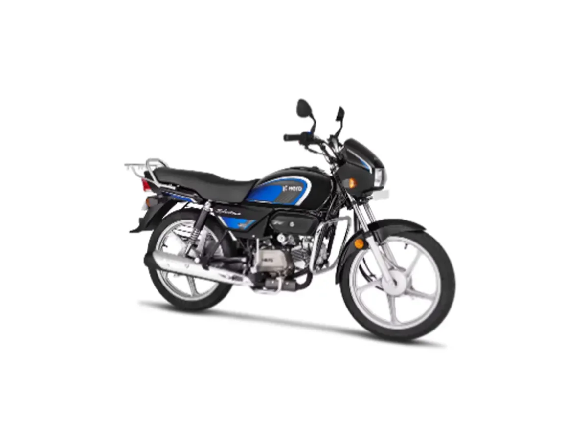 Hero Splendor Plus right front three-quarter view in Blue Black colour