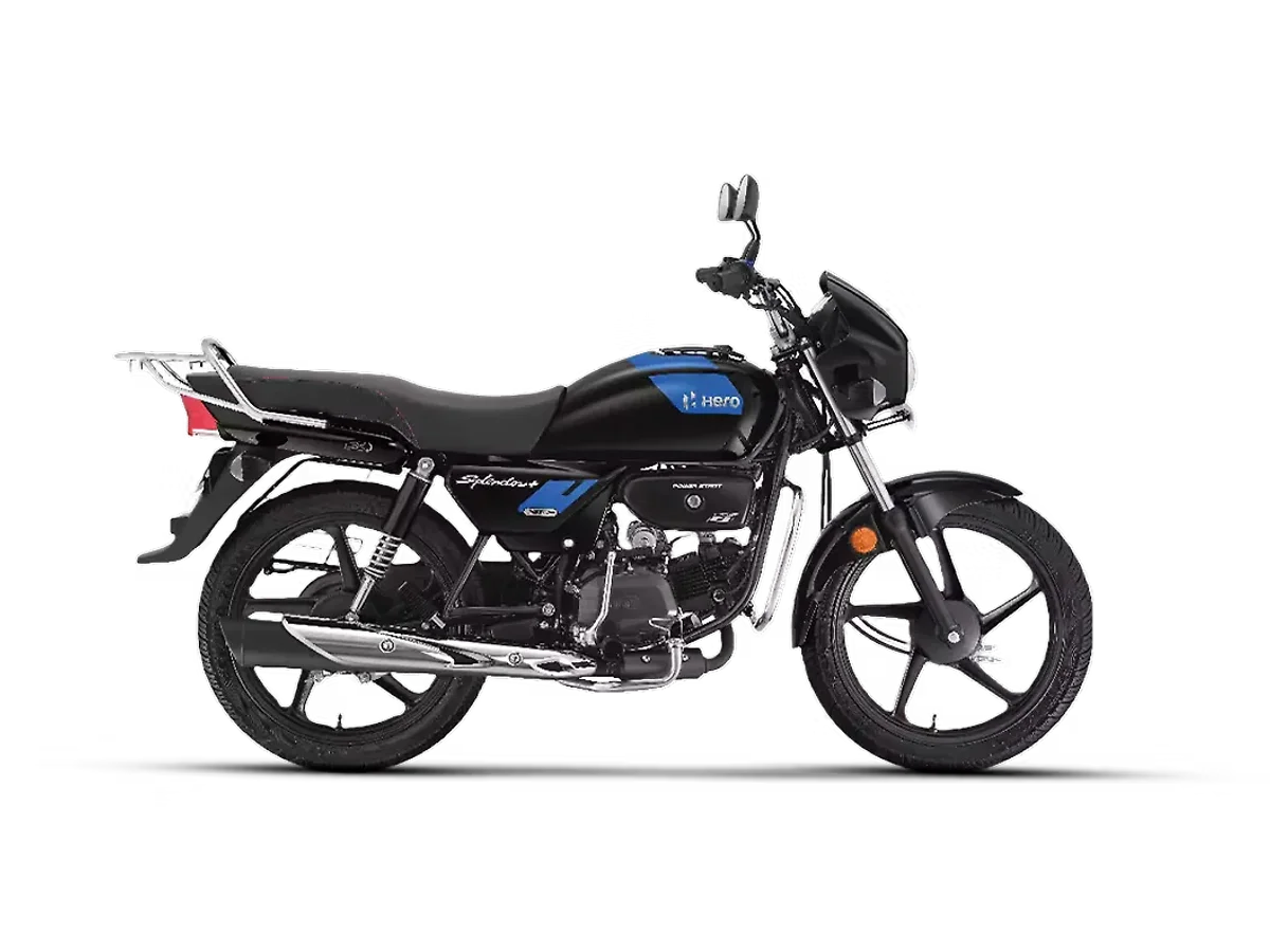 Right side profile of the Hero Splendor Plus motorcycle