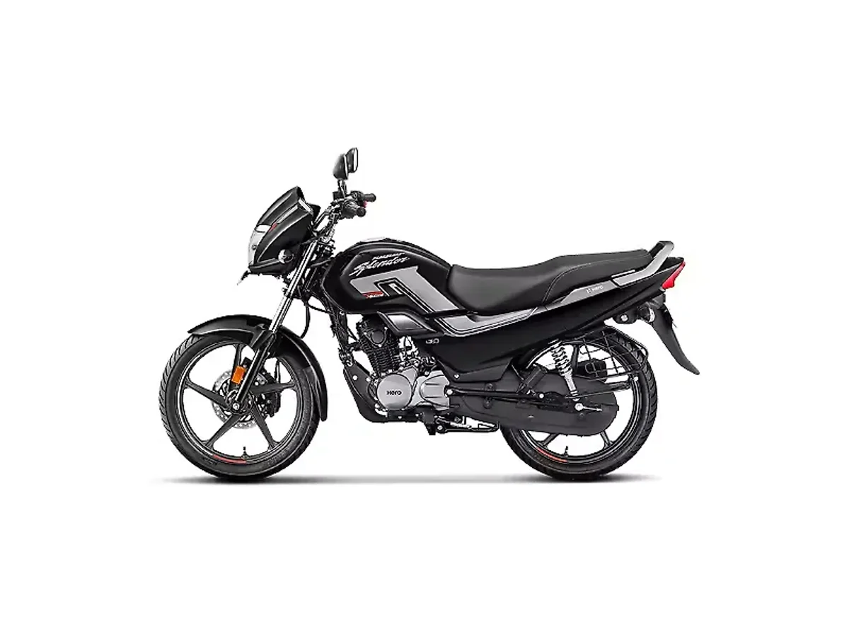 Left side profile of the Hero Super Splendor XTEC motorcycle