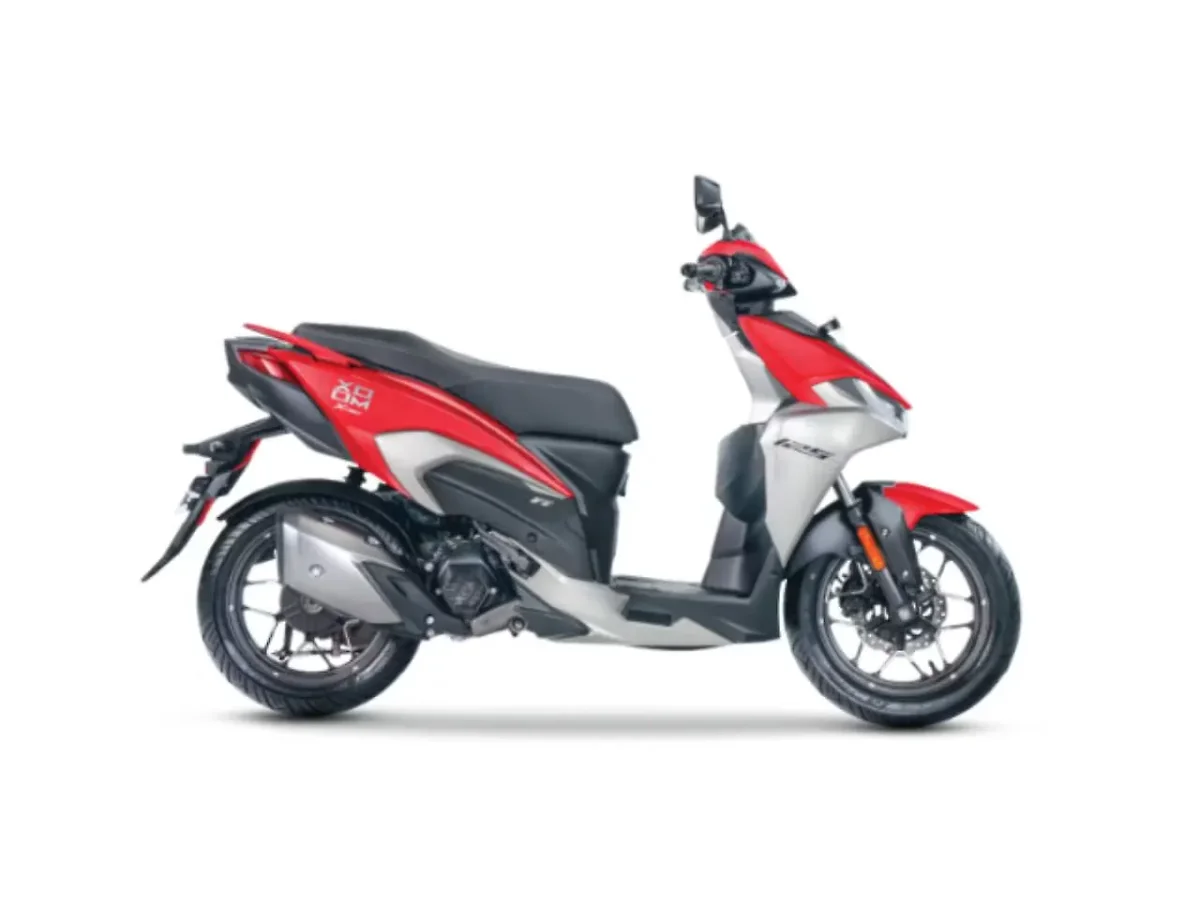 Right side profile of the Hero Xoom 125 scooter in Inferno Red