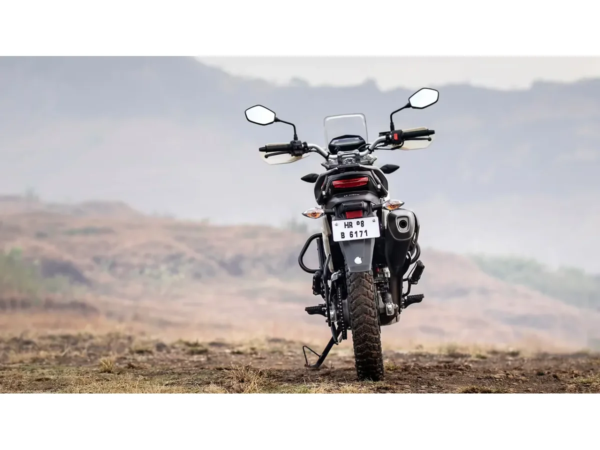 Rear view of the Hero XPulse 200 4V adventure motorcycle