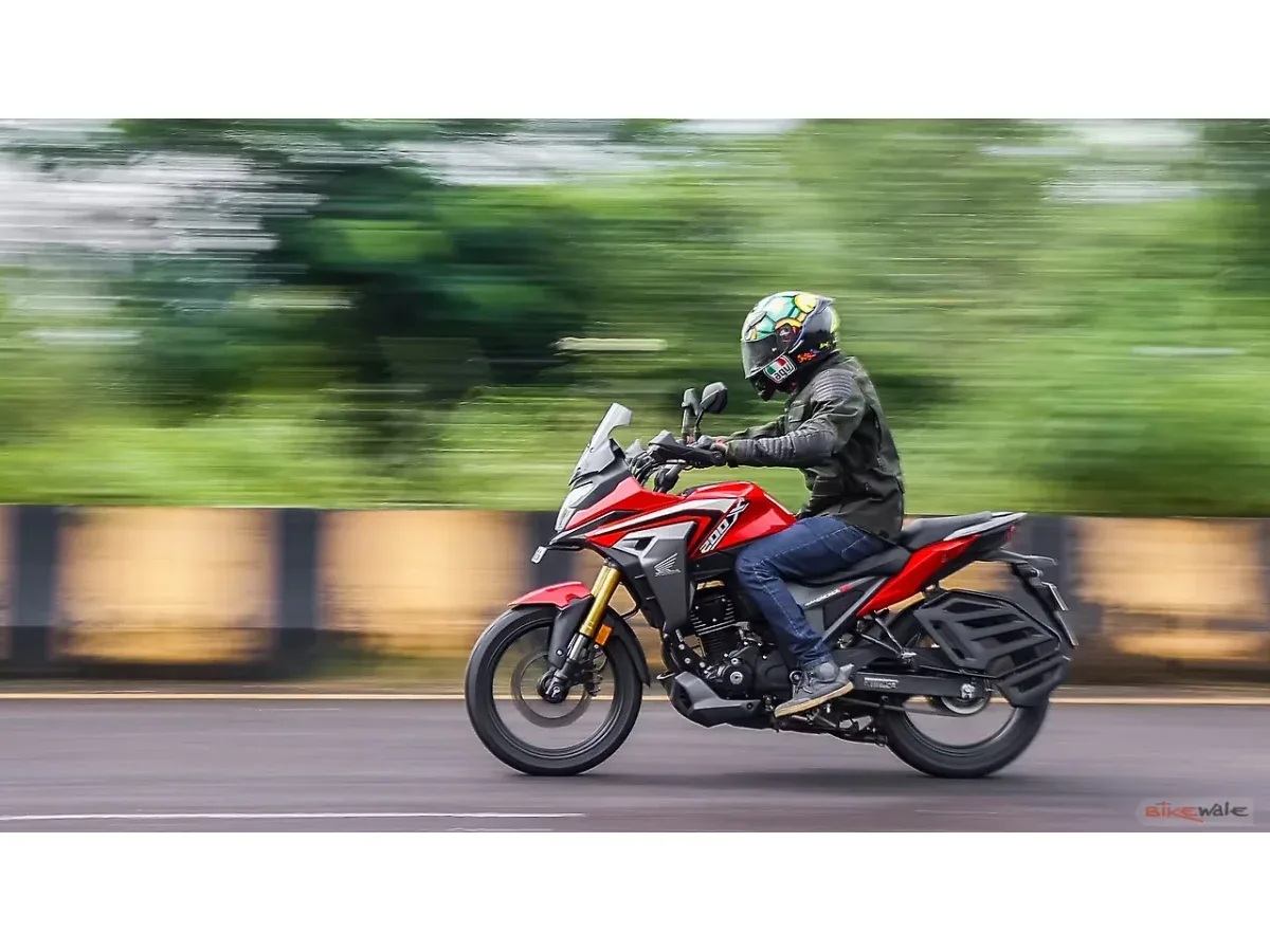 Honda CB200X on-road riding shot