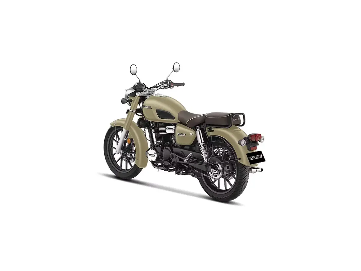 Honda CB350 left rear three-quarter view