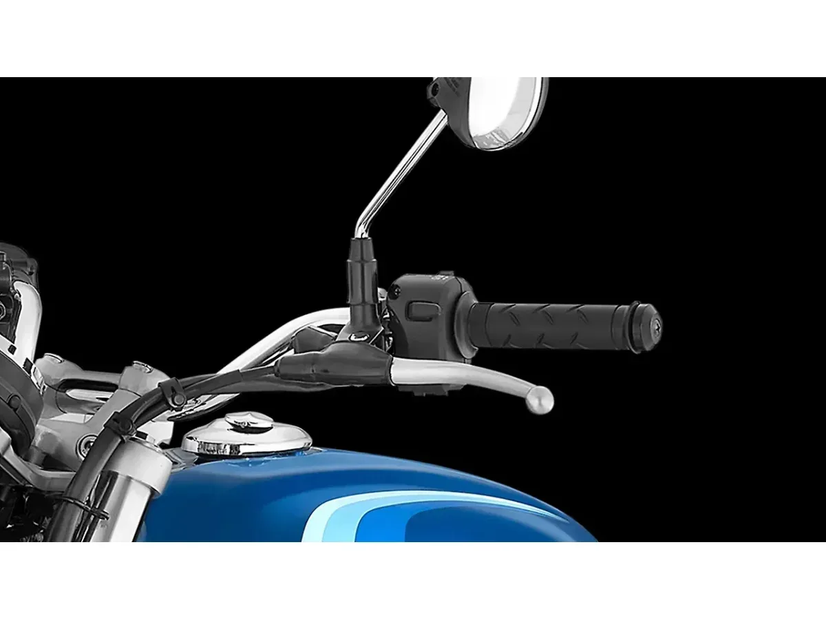 Honda Hness CB350 handlebar and mirror close-up