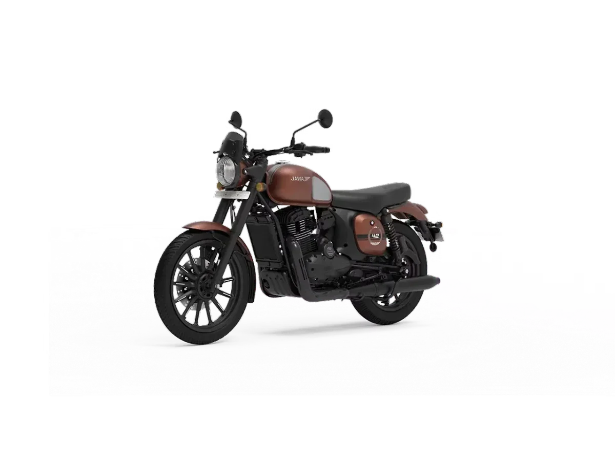 Jawa 42 copper left front three-quarter view