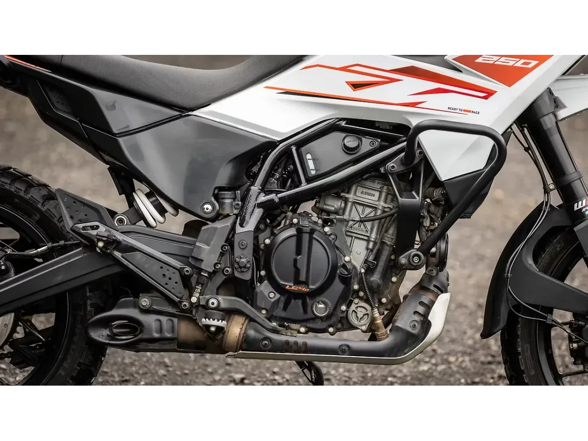KTM 250 Adventure engine right-side close-up