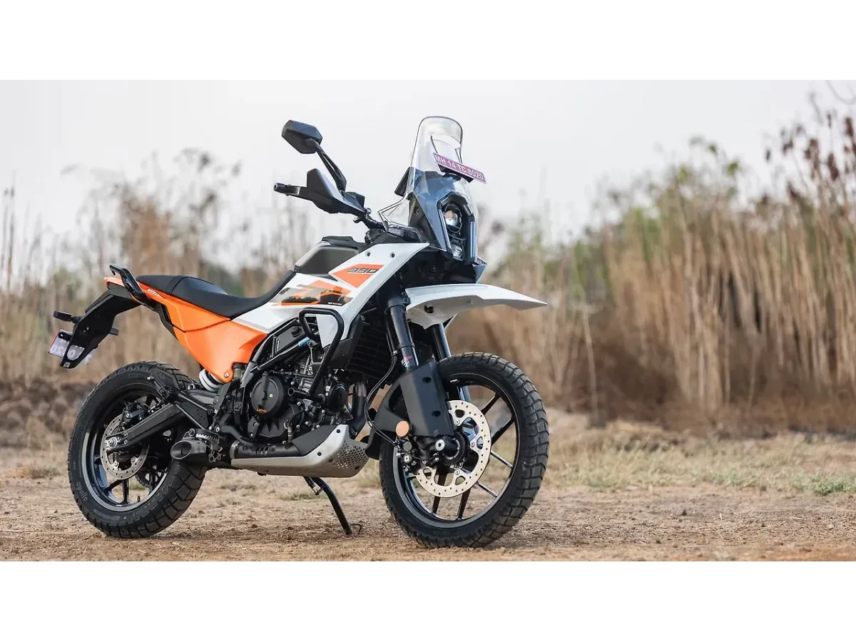 KTM 390 Adventure front right three-quarter view