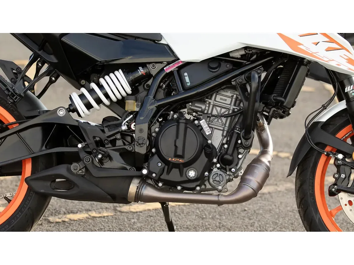 KTM 250 Duke engine and rear suspension close-up