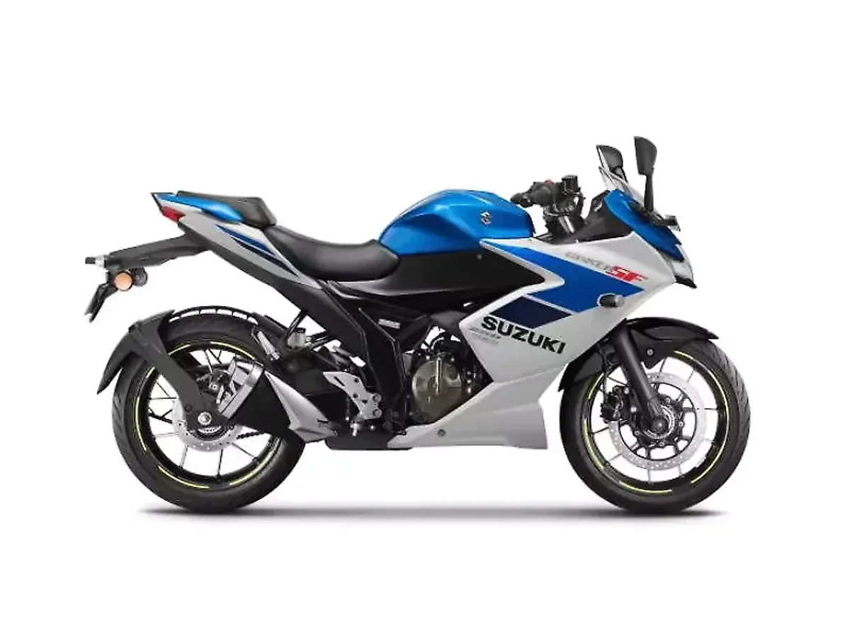 Suzuki Gixxer SF 250 Metallic Triton Blue and Pearl Glacier White colour