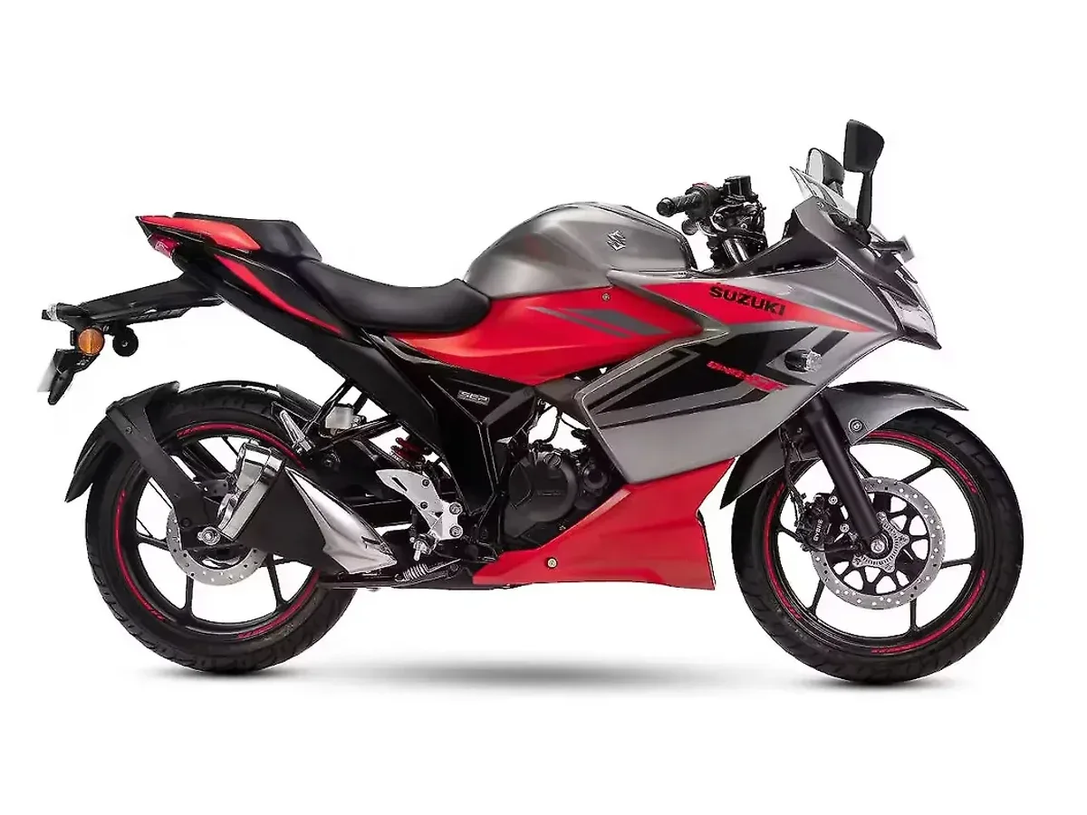Suzuki Gixxer SF Metallic Sonic Silver and Pearl Blaze Orange colour