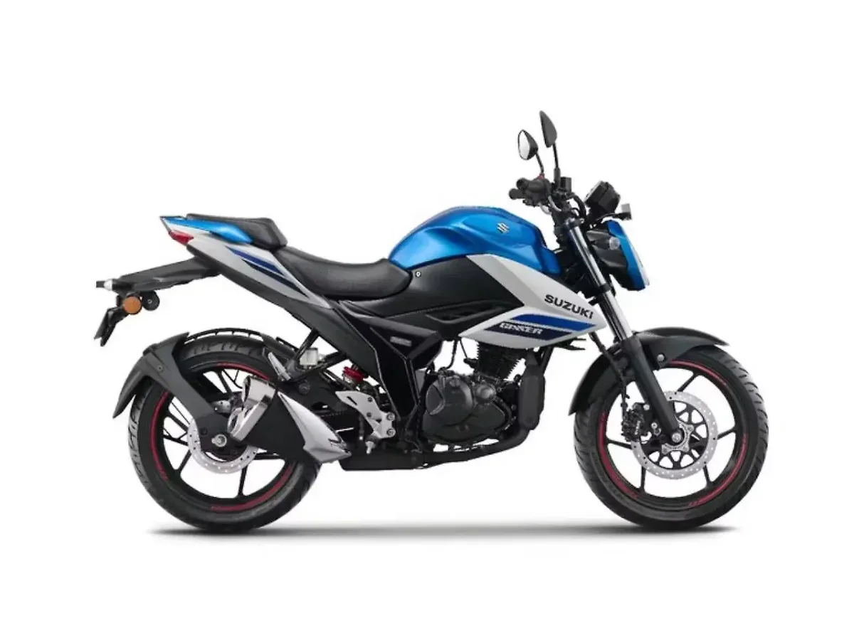 Suzuki Gixxer Metallic Triton Blue and Pearl Glacier White colour