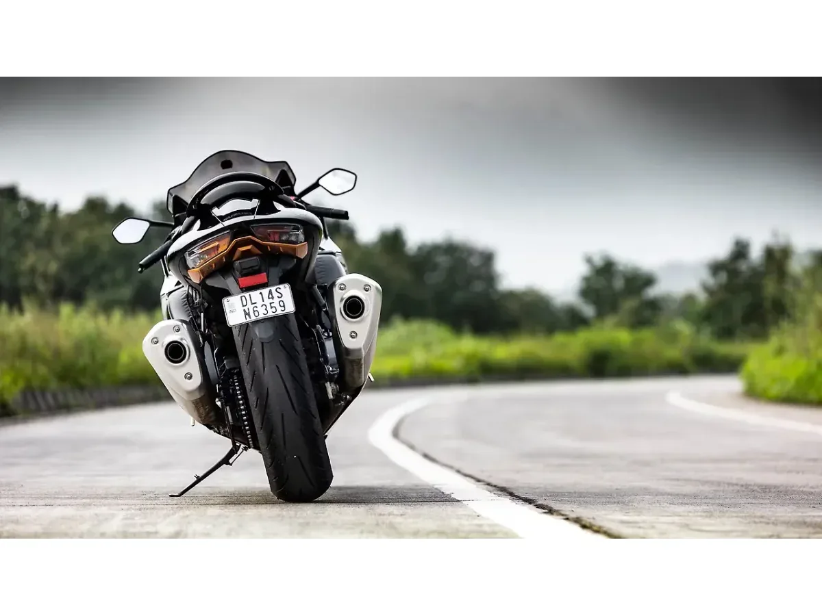 Suzuki Hayabusa rear view on road