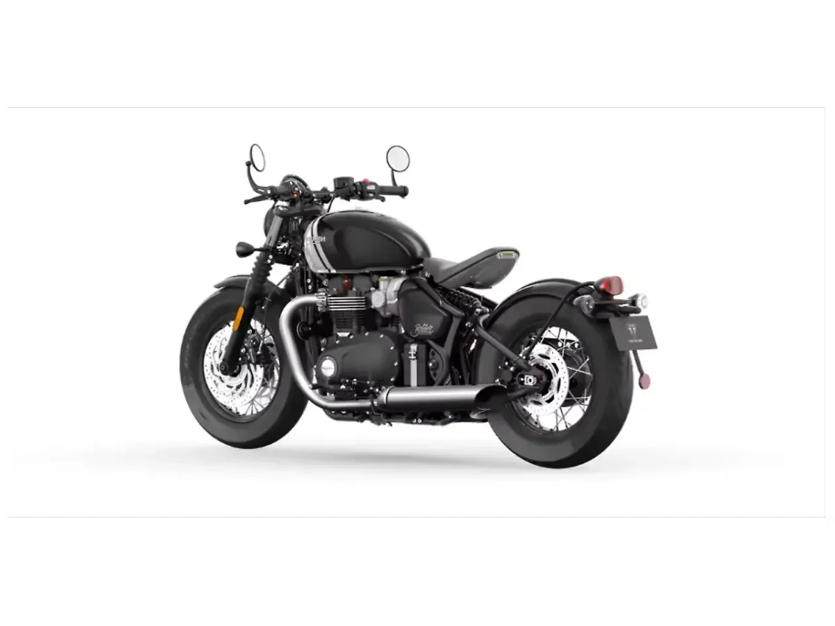 Triumph Bonneville Bobber left rear three-quarter view