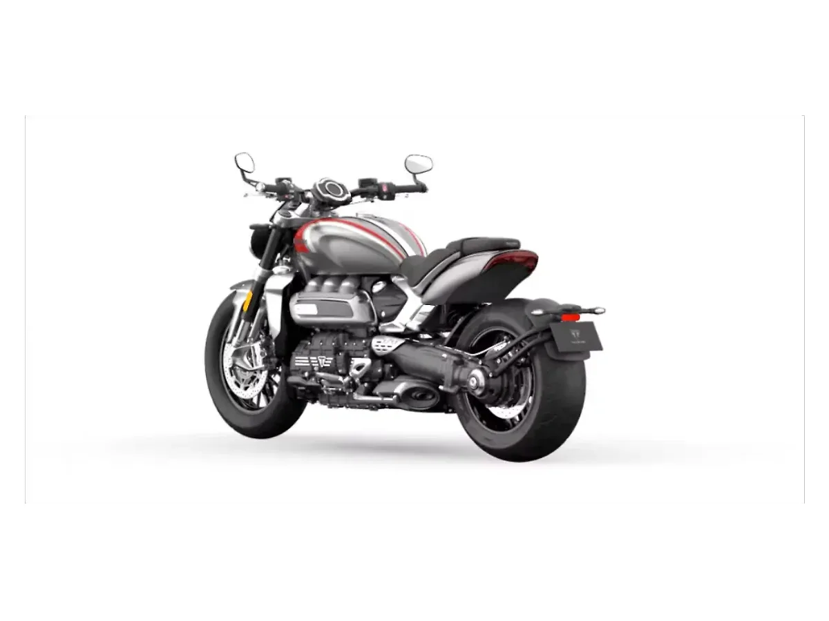 Triumph Rocket 3 left rear three-quarter view