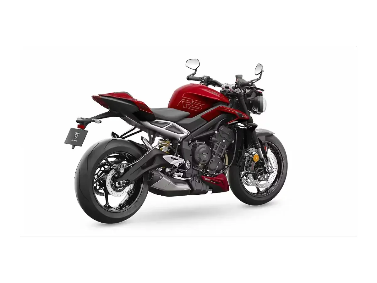 Triumph Street Triple RS Carnival Red right rear three-quarter view
