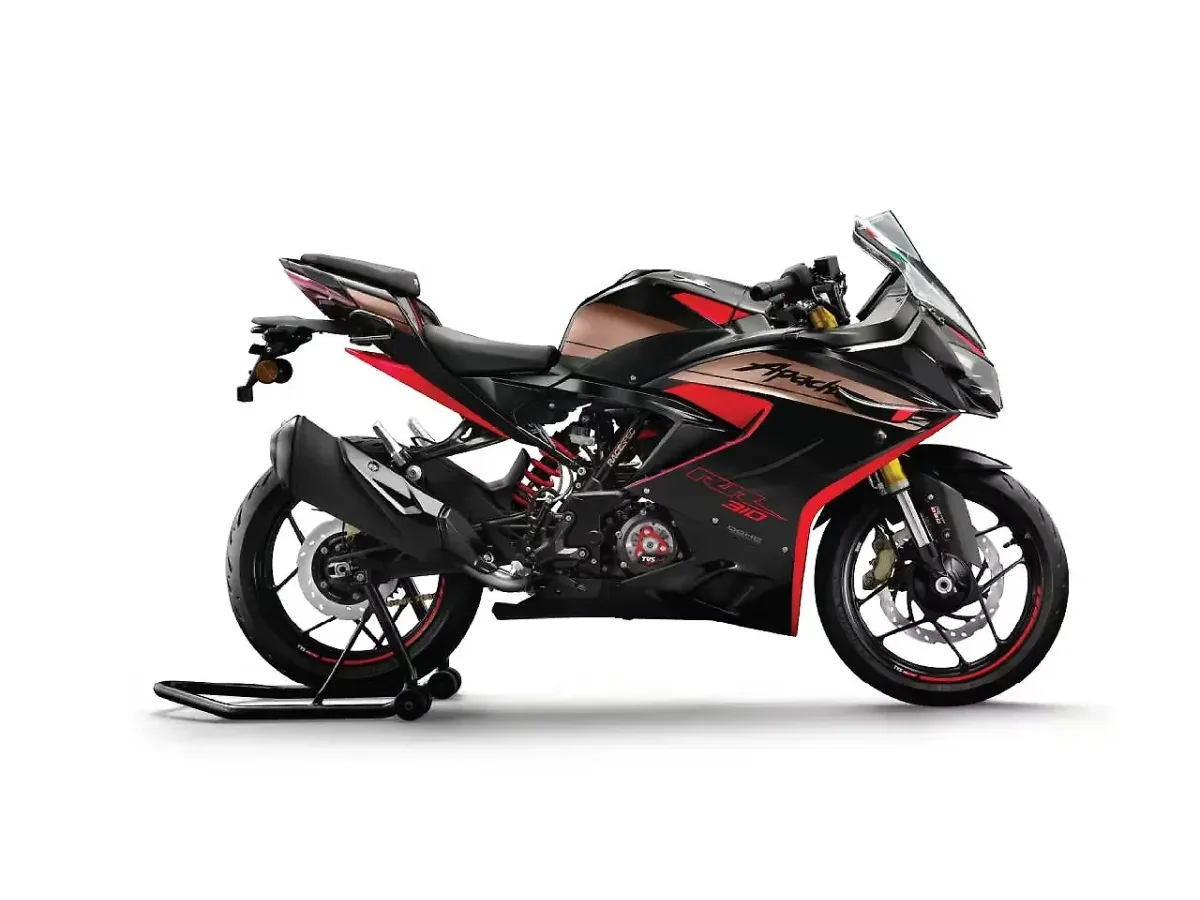 TVS Apache RR 310 Black Champagne side view