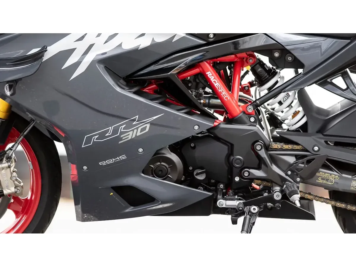 TVS Apache RR 310 engine left side close-up