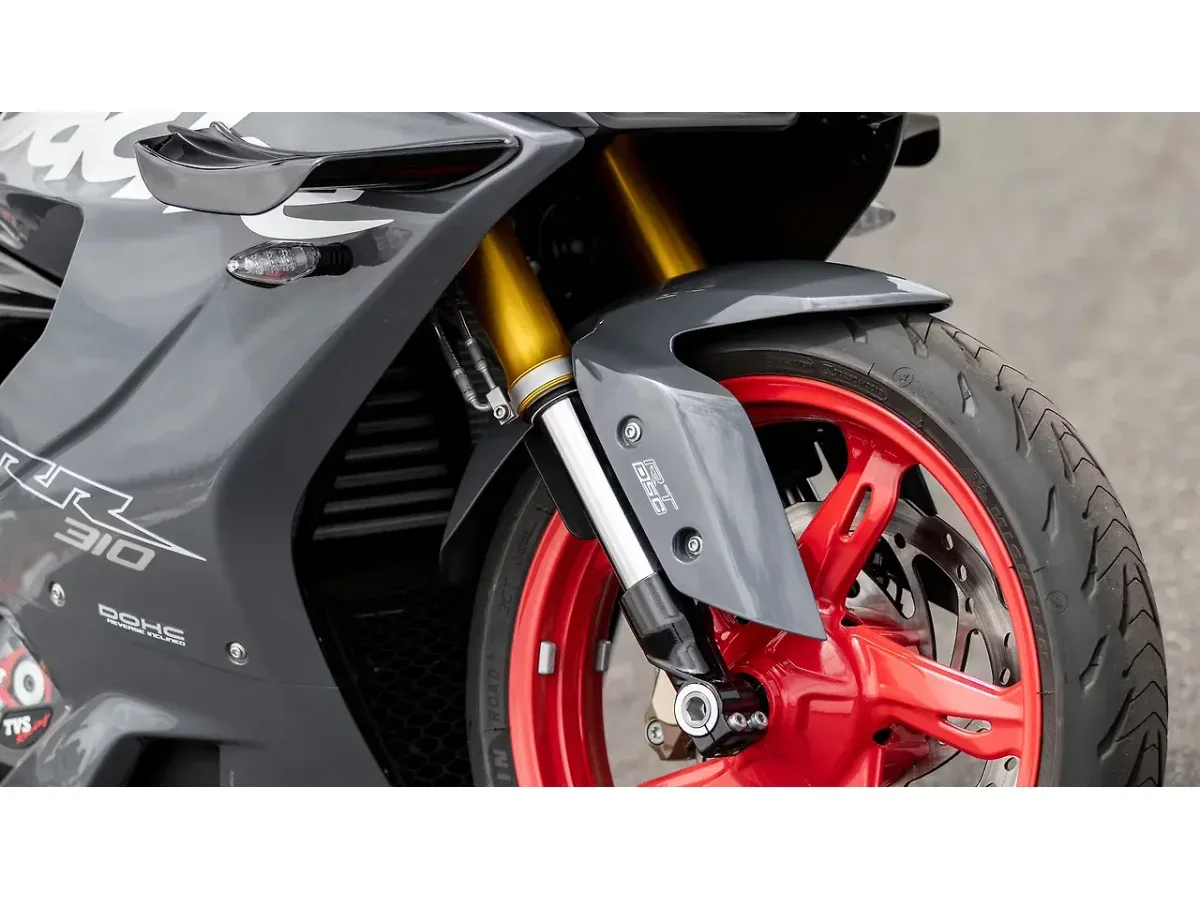 TVS Apache RR 310 front suspension close-up