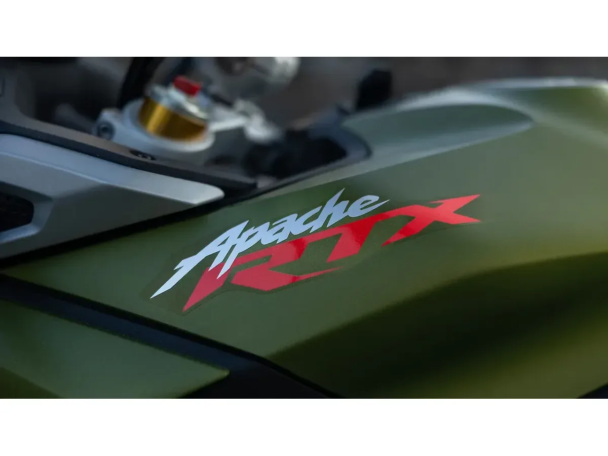 TVS Apache RTX 300 fuel tank branding