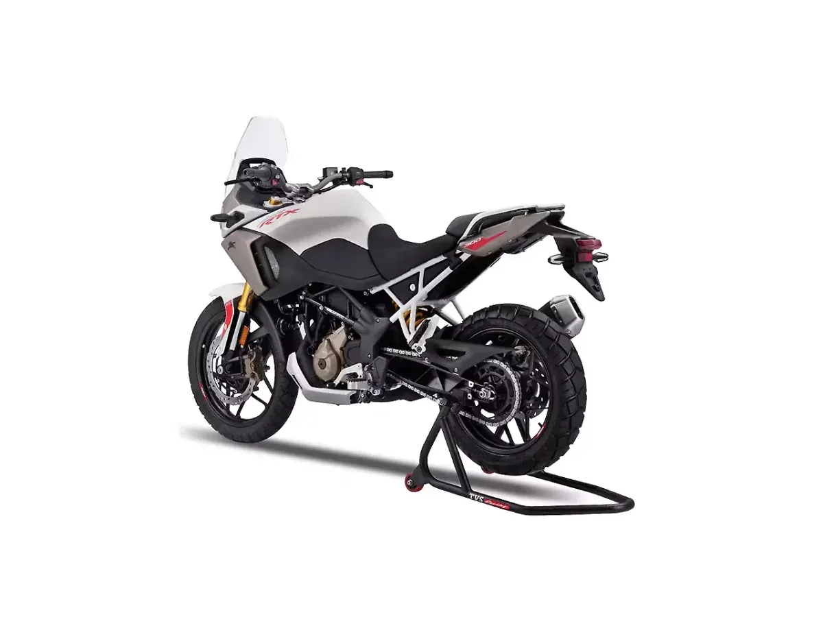 TVS Apache RTX 300 left rear three-quarter view