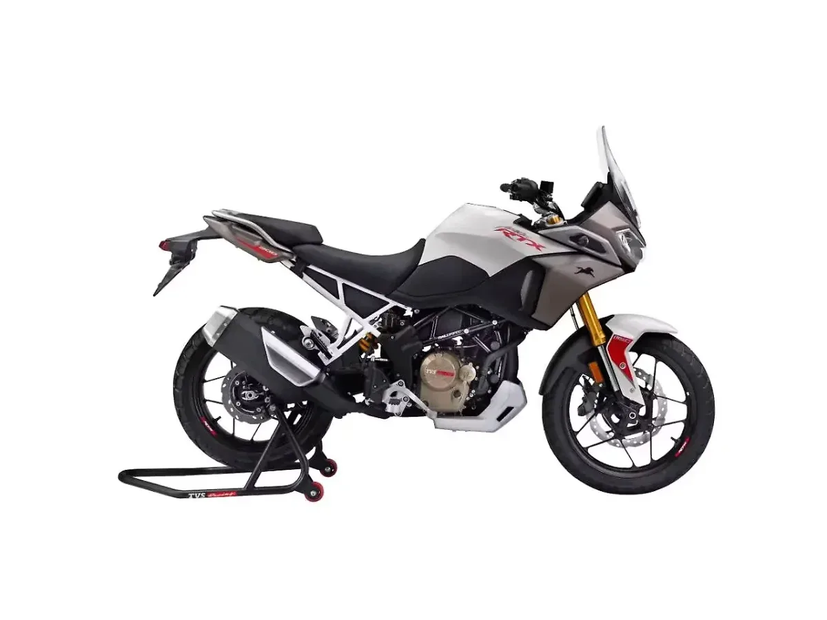 TVS Apache RTX 300 Pearl White side view