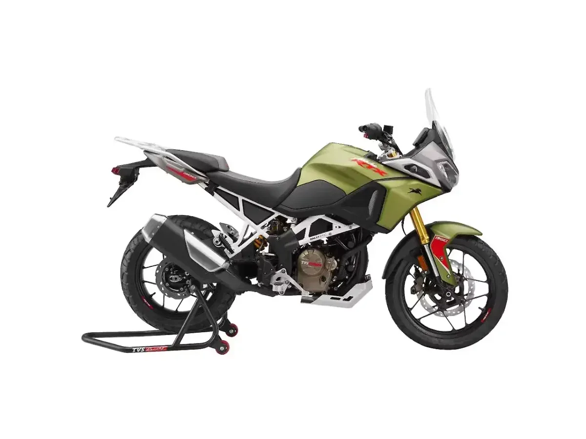 TVS Apache RTX 300 Viper Green side view